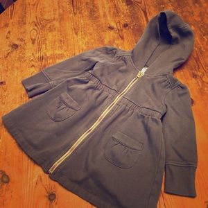 Tunic length hooded sweatshirt